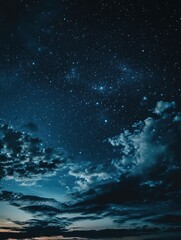Wall Mural - night sky with stars and clouds
