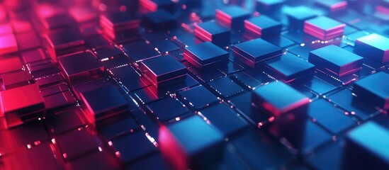 Poster - Dynamic Tech Background Featuring Animated Squares and 3D Grid Illustration