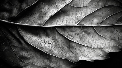 Wall Mural - Macro shot of a leaf vein - The detailed structure and pattern of a leaf's veins.