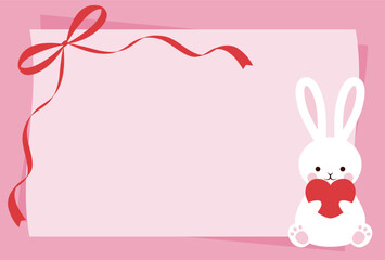 Canvas Print - valentine vector background with a rabbit with a red heart for banners, cards, flyers, social media wallpapers, etc.