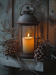 Sticker - Wooden Shelf with Lit Candle