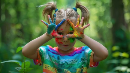 The girl with painted hands