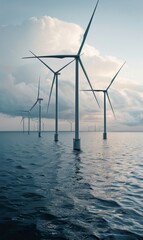 Canvas Print - Offshore wind farm with turbines installed in the sea