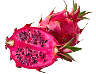 Canvas Print - Red Dragonfruit or Red Pitaya isolated on a transparent background