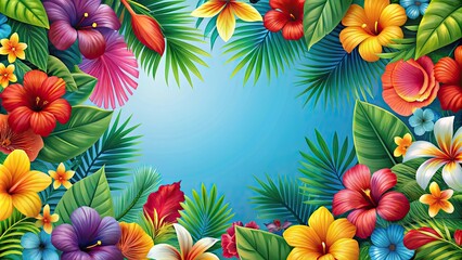 Wall Mural - Colorful tropical flowers with a Hawaiian theme wallpaper , tropical, flowers, vibrant, Hawaii, Hawaiian, colorful, exotic