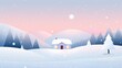 © Pachara - Snowy cabin, simple modern clean background, flat design illustration