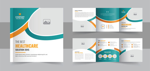 Wall Mural - medical, hospital square trifold brochure template or creative healthcare service square trifold tem