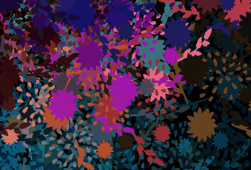 Poster - Dark Multicolor vector pattern with random forms.