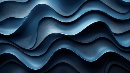 Poster - Flowing Waves of Blue Textures Creating Depth and Movement in Abstract Design