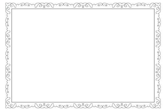 Classic swirl Decorative line ornate border, filigree rectangle Decorated frame for Victorian card, menu, wedding, certificate, document, Fancy Lines style landscape page borders design
