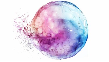 Fragile nutrient bubble, scientific element, watercolor style, translucent effect, isolated on white background