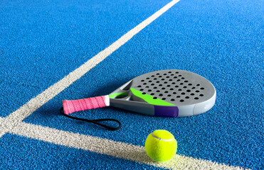 paddle tennis objects on artificial turf ready for tournament