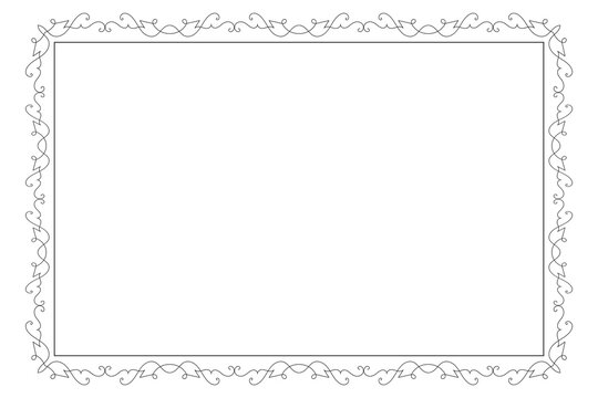 Classic swirl Decorative line ornate border, filigree rectangle Decorated frame for Victorian card, menu, wedding, certificate, document, Fancy Lines style landscape page borders design

