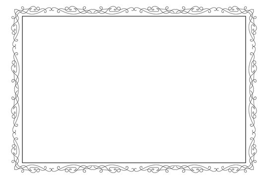 Classic swirl Decorative line ornate border, filigree rectangle Decorated frame for Victorian card, menu, wedding, certificate, document, Fancy Lines style landscape page borders design
