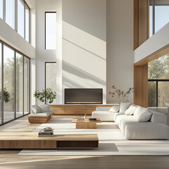 Wall Mural - Bright and airy living room in a modern home