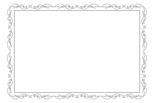 Classic swirl Decorative line ornate border, filigree rectangle Decorated frame for Victorian card, menu, wedding, certificate, document, Fancy Lines style landscape page borders design
