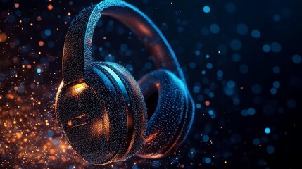 Wall Mural - headphones and music