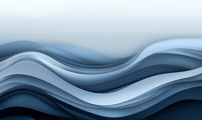 Wall Mural - Abstract Blue Waves - A Minimalist Design