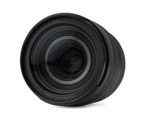 Canvas Print - Camera lens isolated on white. Photographer's equipment