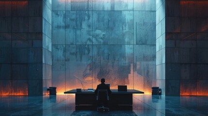 Poster - Solitary Figure in a Modern Office