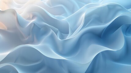 Poster - Flowing Fabric Textures in Soft Blue Tones Creating a Serene Atmosphere