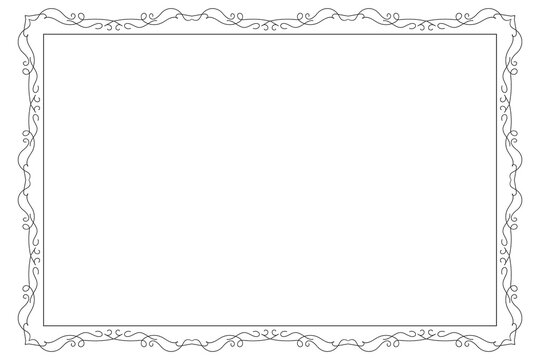 Classic swirl Decorative line ornate border, filigree rectangle Decorated frame for Victorian card, menu, wedding, certificate, document, Fancy Lines style landscape page borders design
