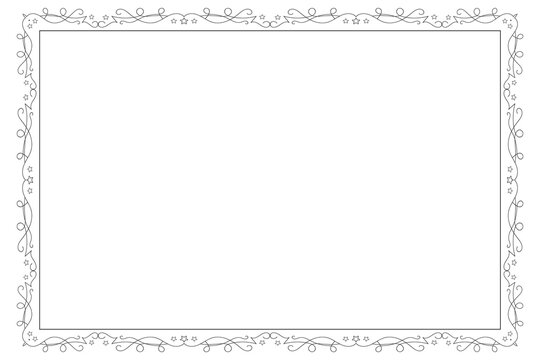Classic swirl Decorative line ornate border, filigree rectangle Decorated frame for Victorian card, menu, wedding, certificate, document, Fancy Lines style landscape page borders design
