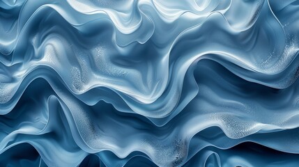 Poster - Beautiful Flowing Waves of Light Blue Fabric Captured in Soft Natural Light