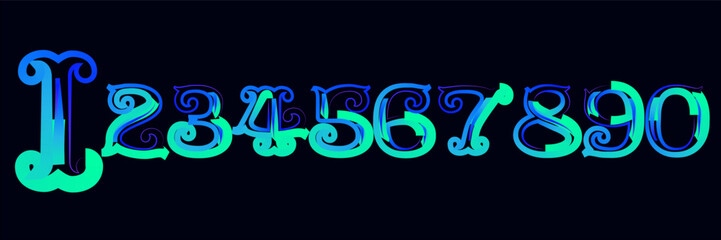 Leinwandbilder - Vector set of number, numbers,  gradient number