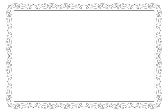 Classic swirl Decorative line ornate border, filigree rectangle Decorated frame for Victorian card, menu, wedding, certificate, document, Fancy Lines style landscape page borders design
