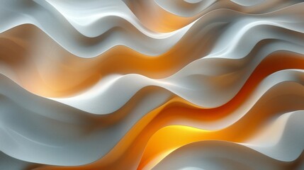 Poster - flowing patterns of white and orange waves creating dynamic textures in abstract art