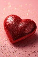 Wall Mural - Red Heart Shaped Object on Pink Surface