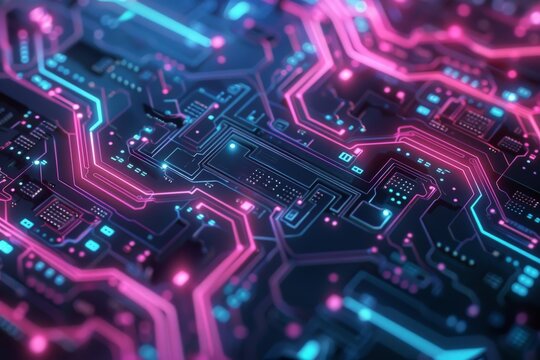 Circuit Board with Glowing Lines for your background business, poster, wallpaper, banner, backdrop, greeting cards, and advertising for business entities or brands.