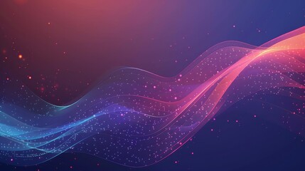 Poster - An abstract background with a wave of light in red and blue gradient with a soft and dreamy feel. The colors create a sense of movement and energy, while the wave symbolizes growth and progress.