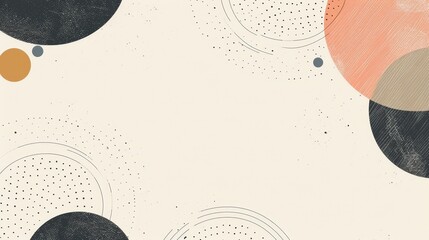 Poster - This abstract background features overlapping circles in various colors and textures. The muted palette creates a calm and minimalist aesthetic, perfect for branding, website design, or social media.