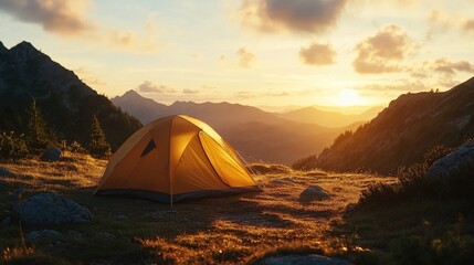 Wall Mural - Mountain Sunset Tent