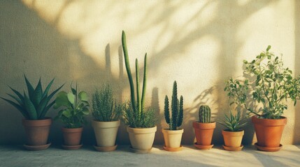 Wall Mural - Potted Plants Against Wall