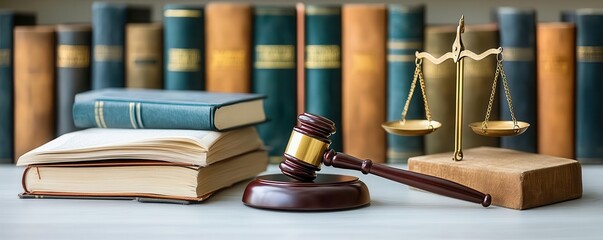 Labor law books, scales of justice, and a gavel on a desk, watercolor style, highlighting the importance of understanding job regulations,