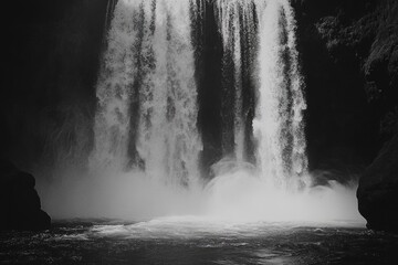 Canvas Print - Black and White Waterfall