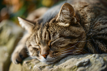 Cute sleeping cat, closeup 