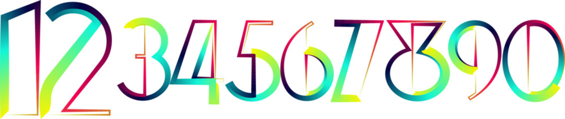 Leinwandbilder - Vector set of number, numbers,  gradient number