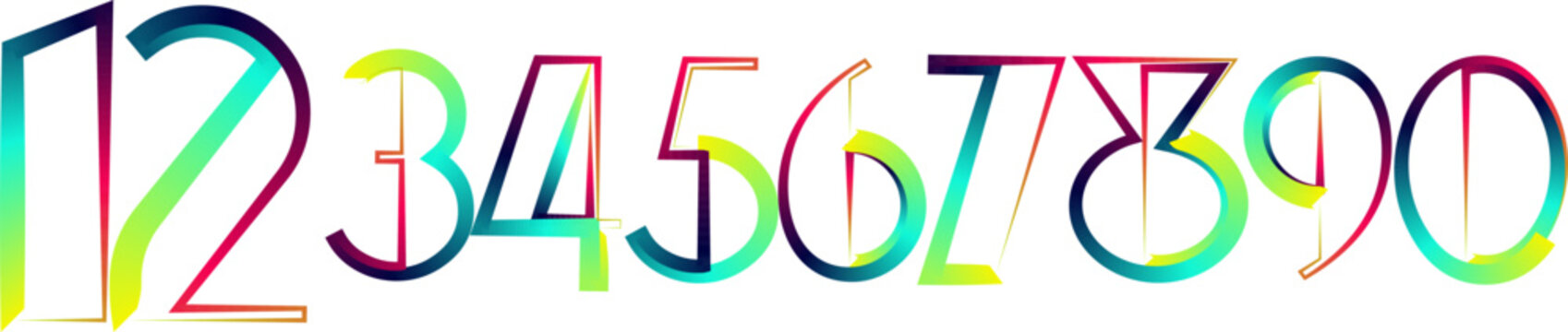 Vector set of number, numbers,  gradient number