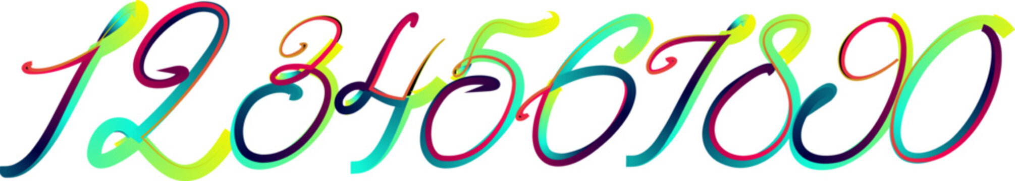 Vector set of number, numbers,  gradient number