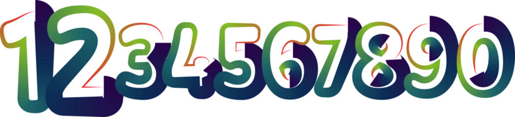 Leinwandbilder - Vector set of number, numbers,  gradient number