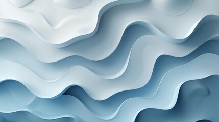 Poster - Artistic Abstract Waves in Soft Blue Tones Creating a Fluid and Calming Atmosphere