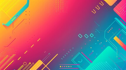 Poster - A modern and dynamic abstract background featuring bright colors, geometric shapes, and a gradient effect. It symbolizes creativity, innovation, energy, and digital technology.