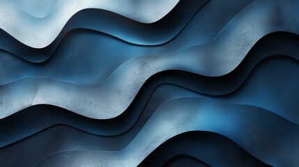 Poster - Abstract Blue Waves Undulating On A Textured Surface In Soft Light