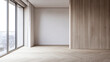© JuanM - Empty room in a luxury property with natural lighting and ample copyspace.Premium realty interiors composition in neutral colors.