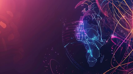 Poster - A vibrant digital globe, with glowing lines representing connections and data flow. This image symbolizes interconnectedness, globalization, and the power of technology.