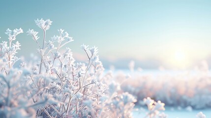 Frosty morning with snow, simple modern clean background